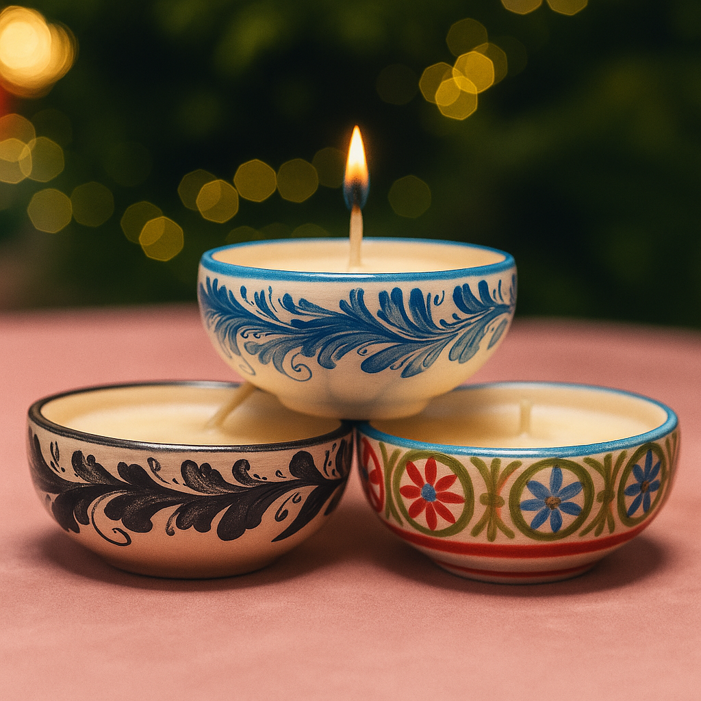 Set 3 Lumânări Ceară Naturală Colecția #Autentic - Ceramică Siciliană