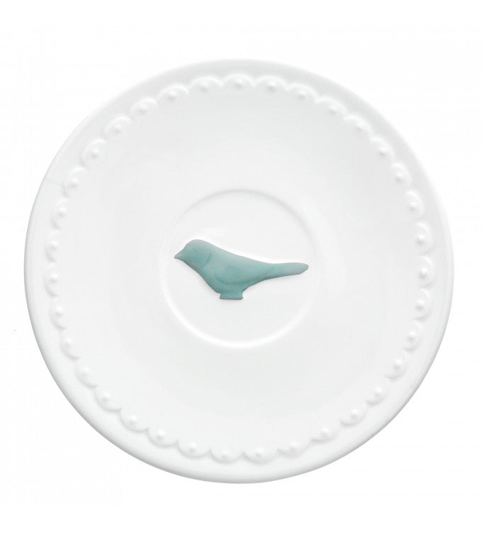 Set Ceai Porțelan Fin - ''Forest Bird'' Alb-Albastru |