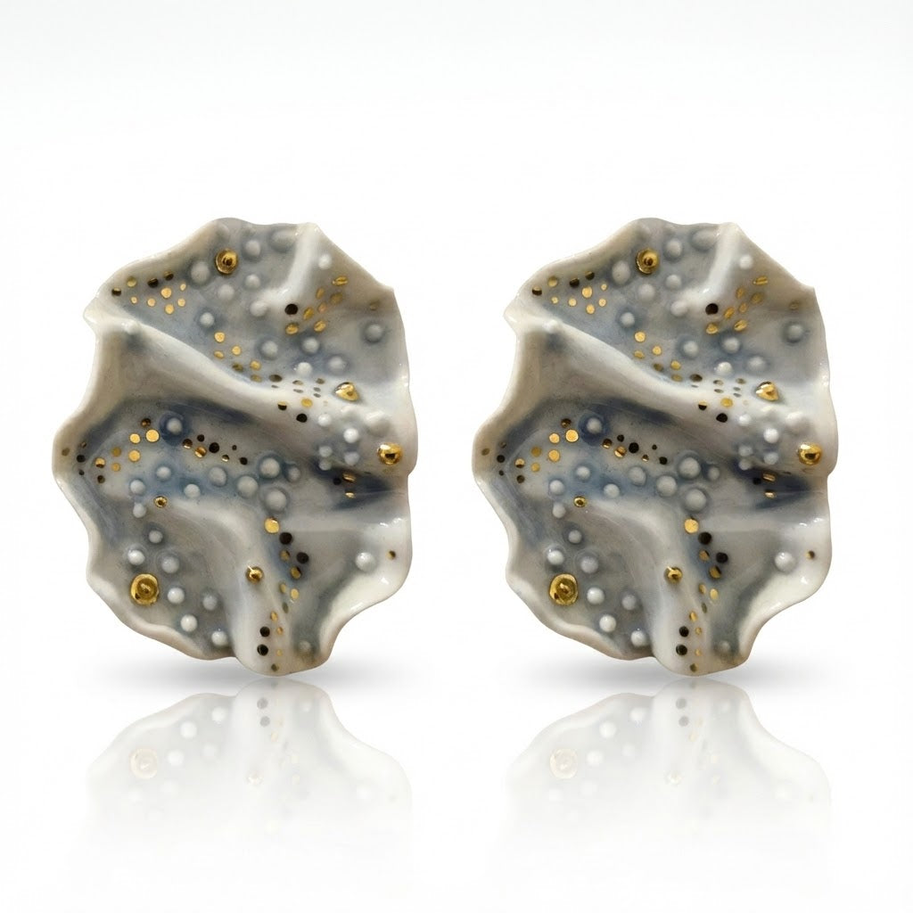 Cercei Delicați din Porțelan cu tijă și cheiță din Argint 925