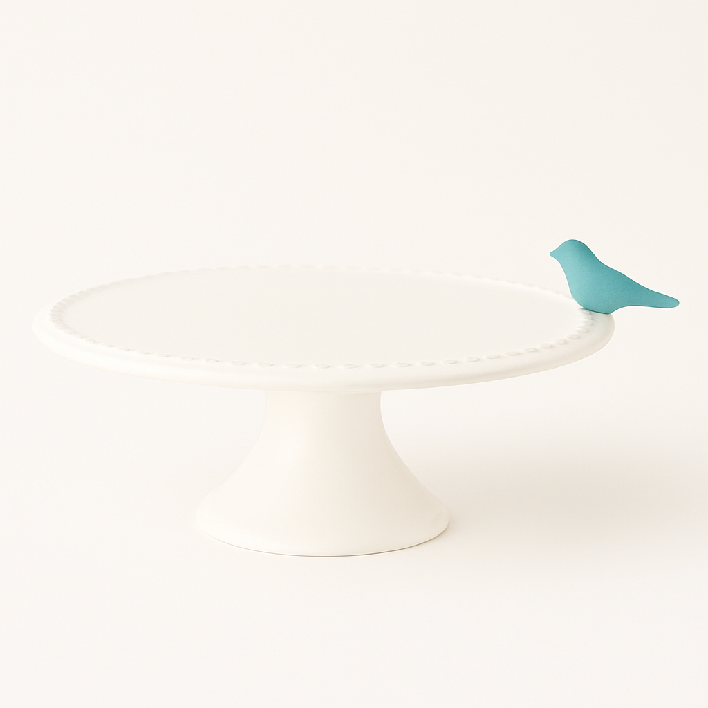 Platou Porțelan Fin "Forest Bird" – Servire Prăjituri și Aperitive