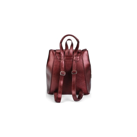 Geantă Rucsac: Piele Bizonată, Versatilitate Casual-Sport, Roșu Grena