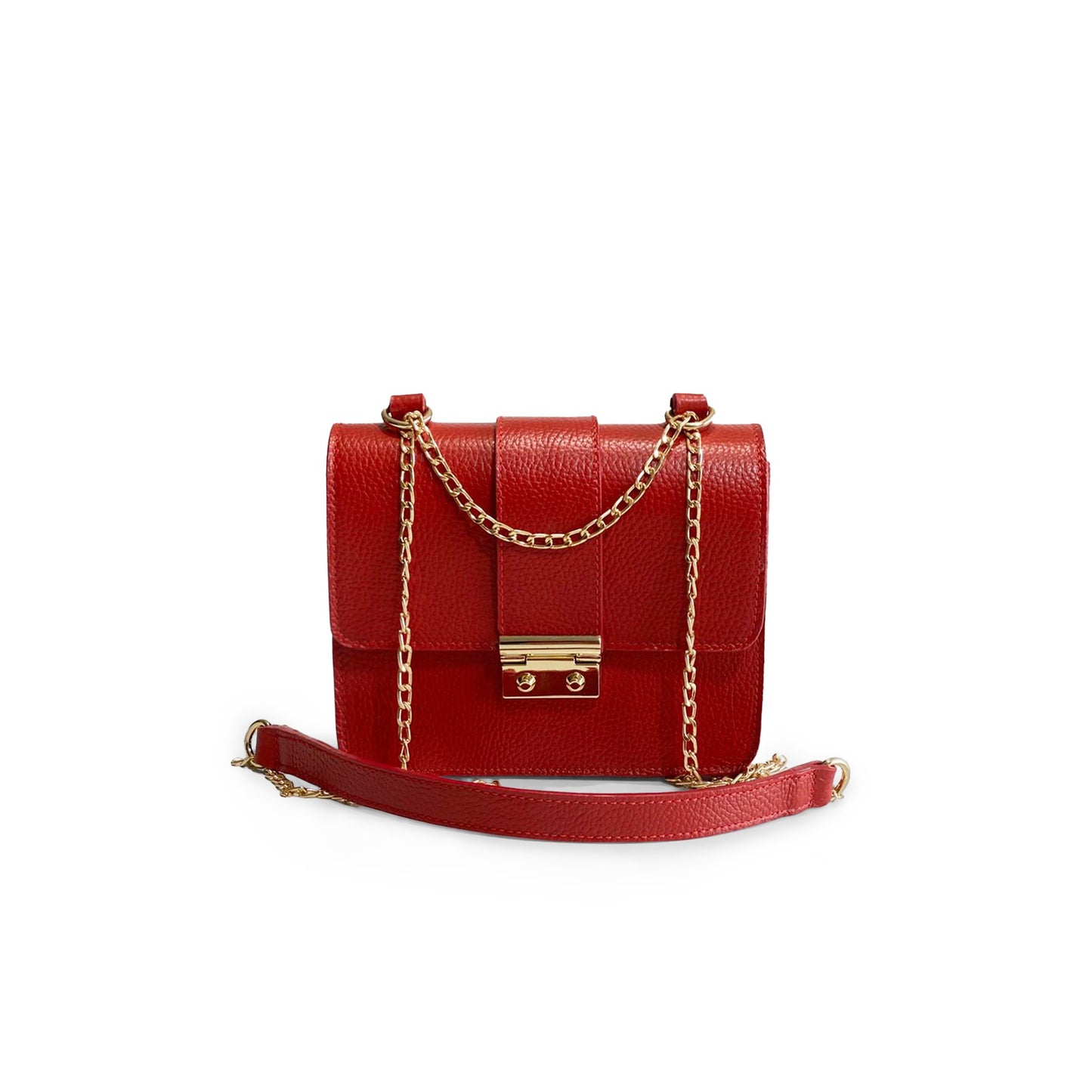 Geantă Divya Damă Piele naturală roșu