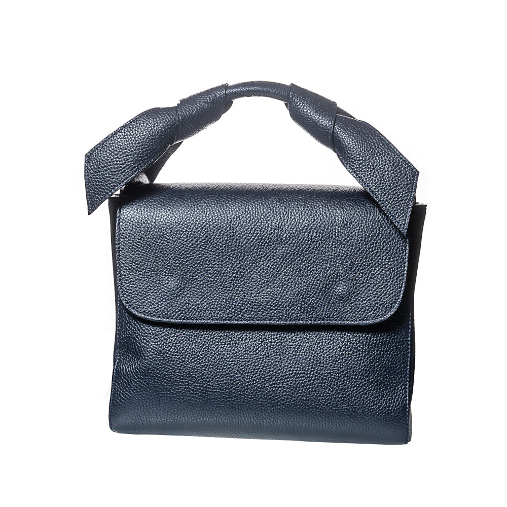 Geantă damă Victoria, piele naturală, Anna Fellini, bleumarine