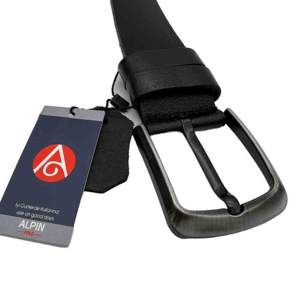 Curea Bărbați Nanobelts Alpin Polo din Piele Naturală - Negru, 3.5 cm