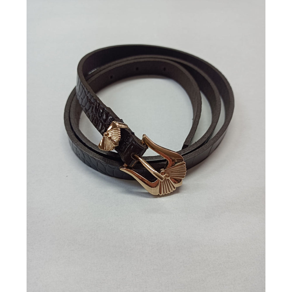 Curea de Damă din Piele Naturală Nanobelts - 1,5 cm, Maro Închis