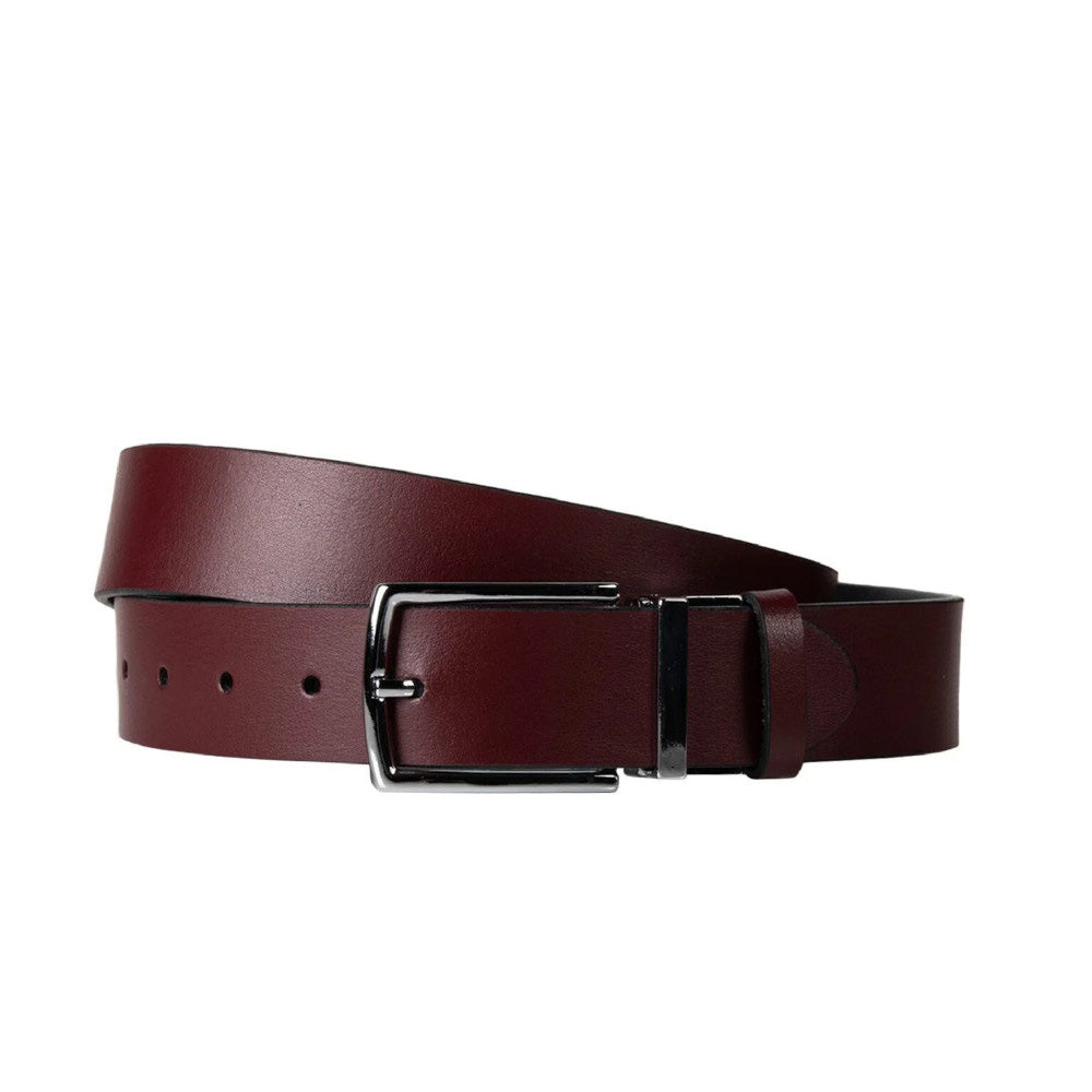 Curea Denilari Reversibilă din Piele Naturală pentru Bărbați - Negru & Bordo