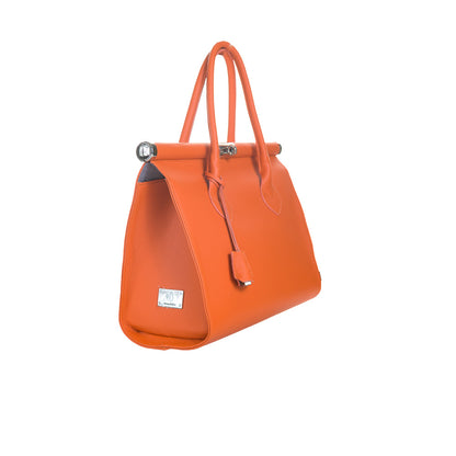 Geantă de Mână Allegra din Piele Naturală: Eleganță Italiană, Portocaliu