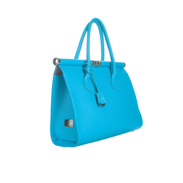 Geantă de Mână Allegra din Piele Naturală: Eleganță Italiană, Albastru