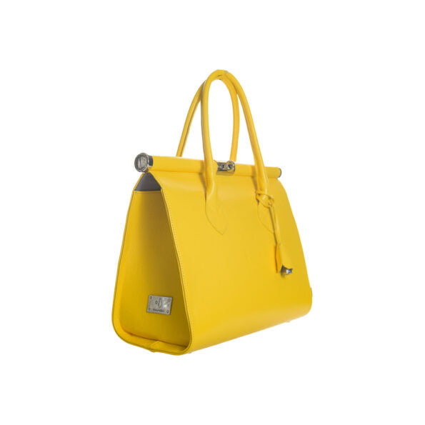 Geantă de Mână Allegra din Piele Naturală: Eleganță Italiană, Galben