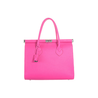 Geantă de Mână Allegra din Piele Naturală, Fabricat în România, Fuxia