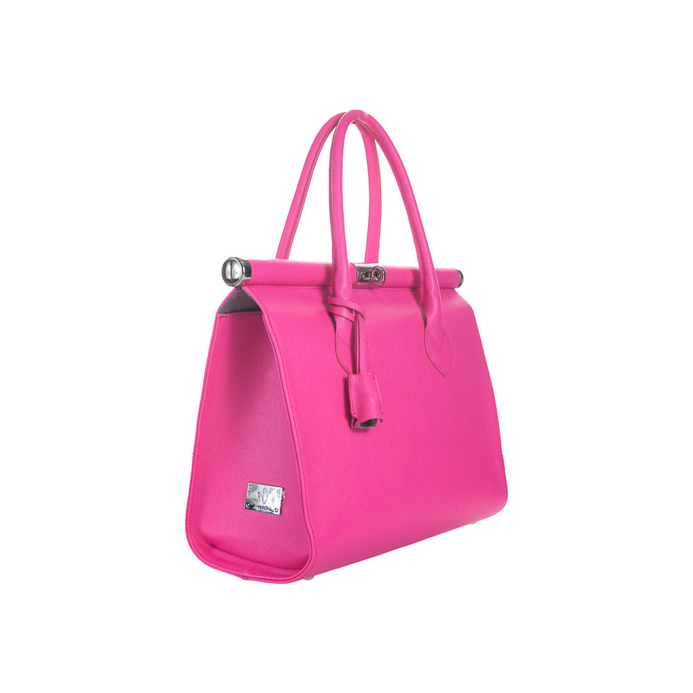 Geantă de Mână Allegra din Piele Naturală, Fabricat în România, Fuxia