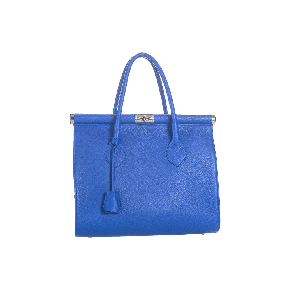 Geantă de Mână Allegra din Piele Naturală: Eleganță, Lux și Design Fabricat în România, Albastru electric