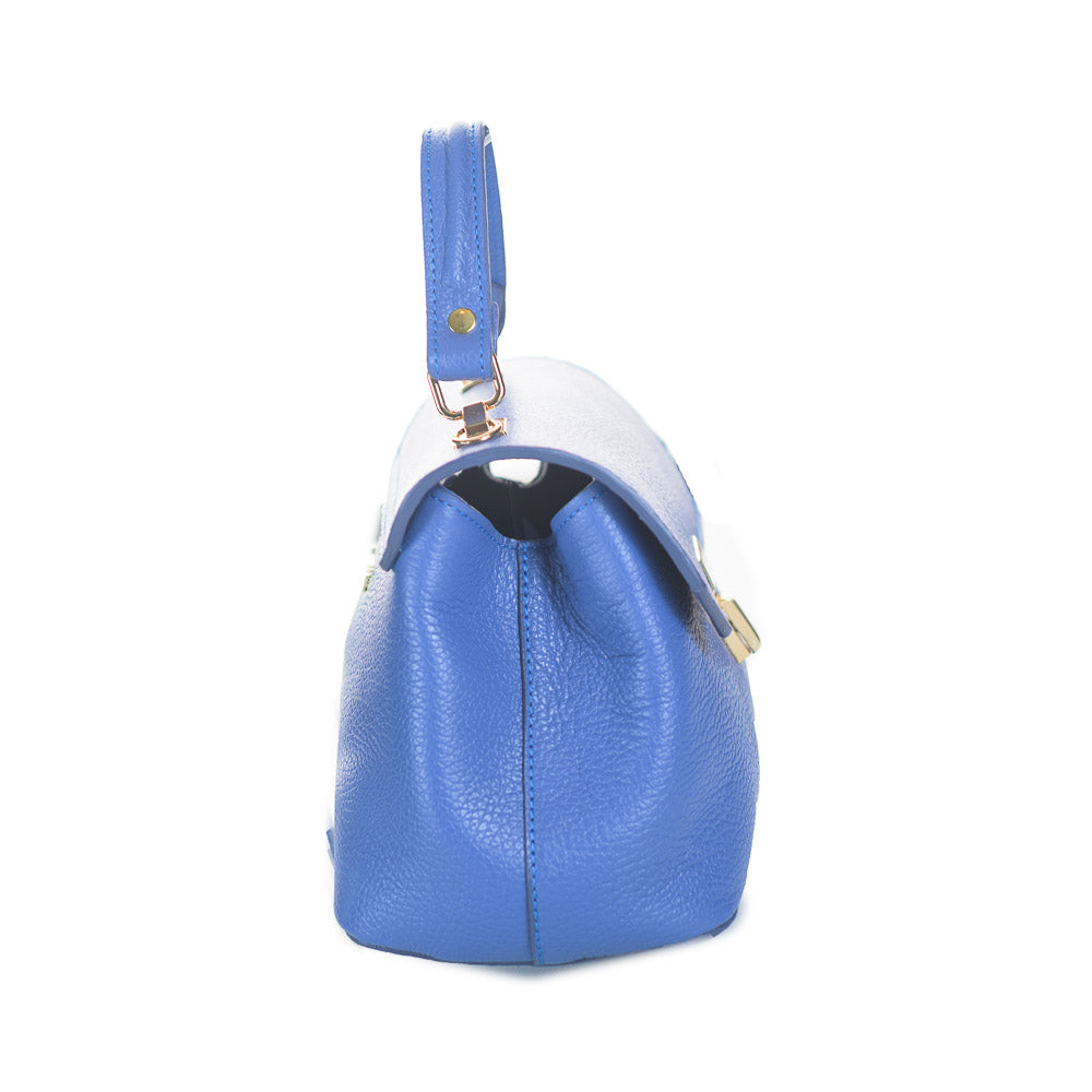 Gentă din Piele Naturală: elegantă, compactă, albastru