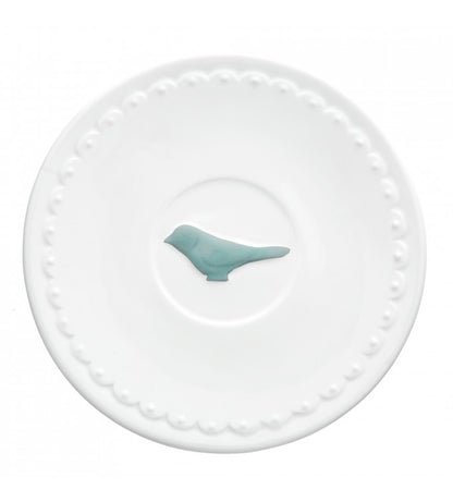 Set Ceai Porțelan Fin - ''Forest Bird'' Alb-Albastru |