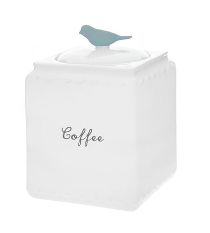 Set 3 Recipiente din Porțelan cu Capac | Forest Bird Alb  | Albastru