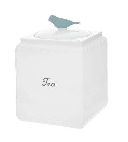 Set 3 Recipiente din Porțelan cu Capac | Forest Bird Alb  | Albastru