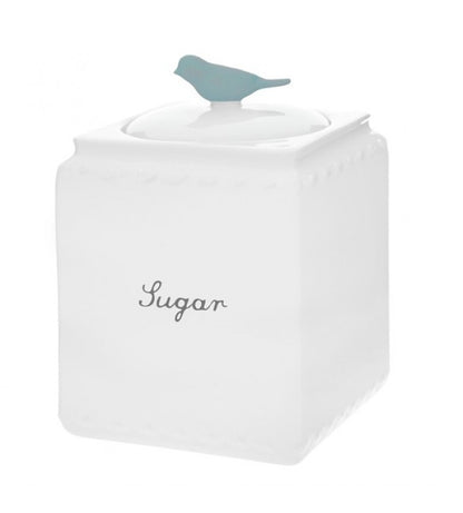 Set 3 Recipiente din Porțelan cu Capac | Forest Bird Alb  | Albastru