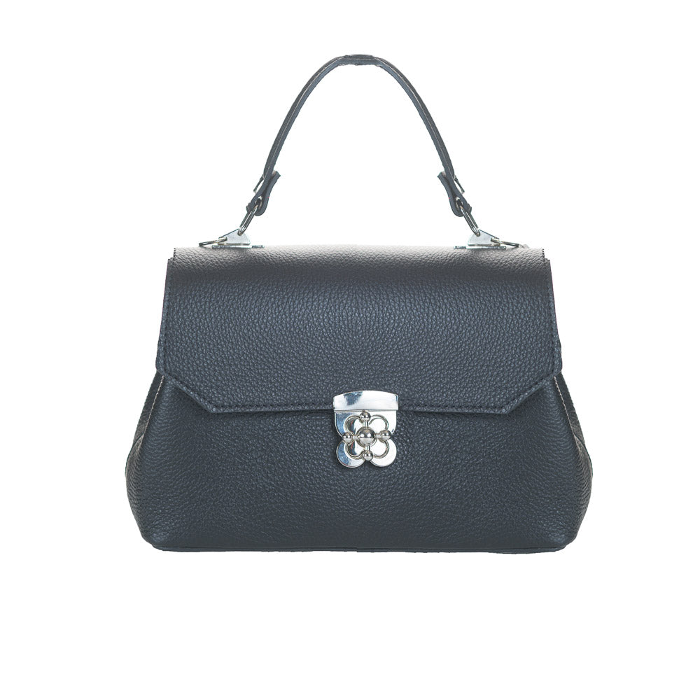 Gentă din Piele Naturală: elegantă, compactă, negru