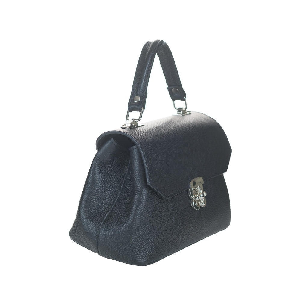 Gentă din Piele Naturală: elegantă, compactă, negru