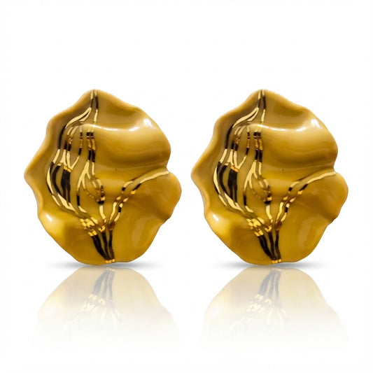 Cercei din Porțelan, pictați cu Aur. Tija și cheița sunt din argint 925