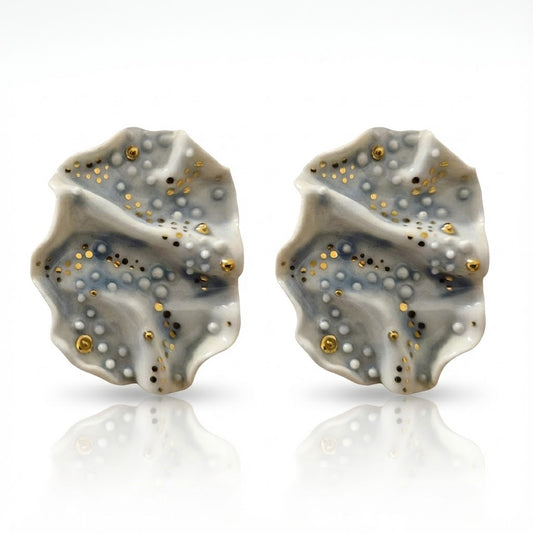 Cercei Delicați din Porțelan cu tijă și cheiță din Argint 925