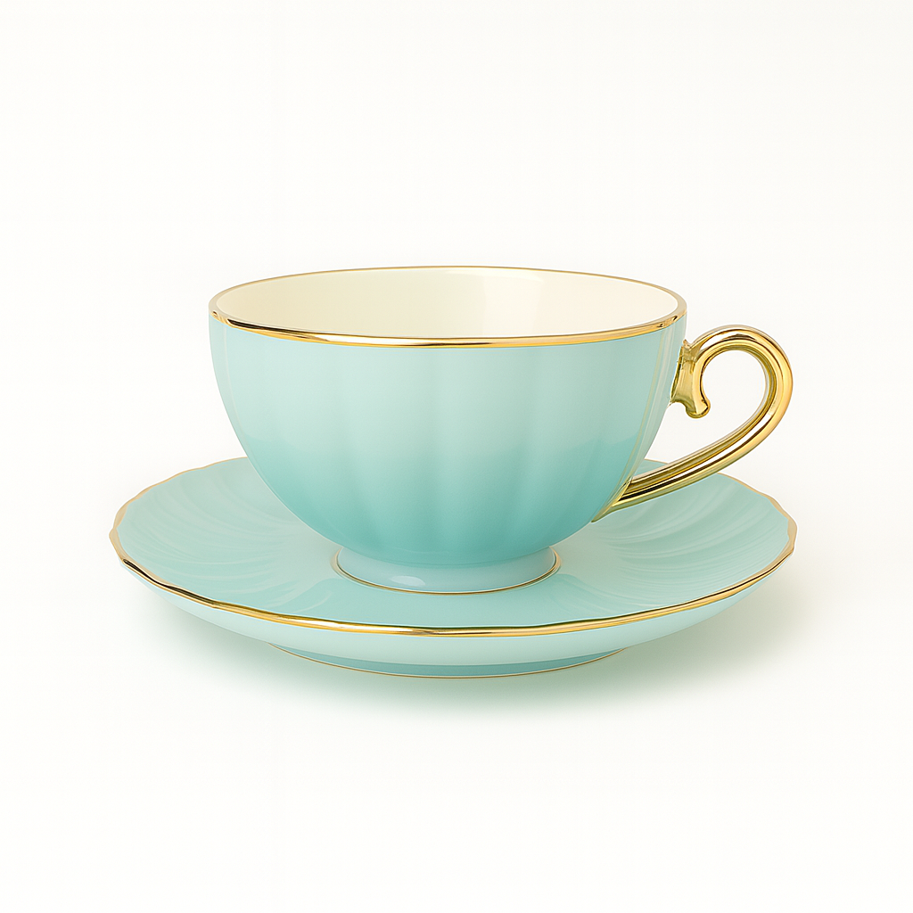 Set Ceașcă și Farfurie din Porțelan Fin - Cutie Cadou