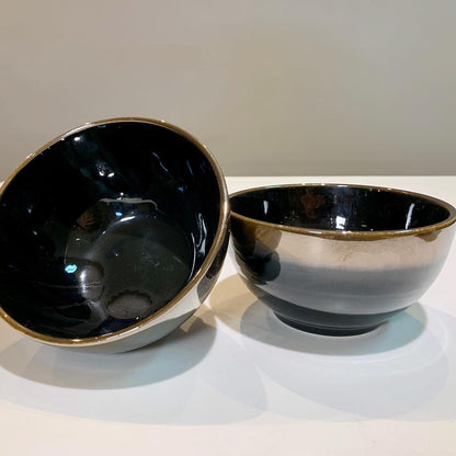 Set 24 Piese AGORA - Ceramică cu Glazură Reactivă Oil Black, cu Efect de Oglindă