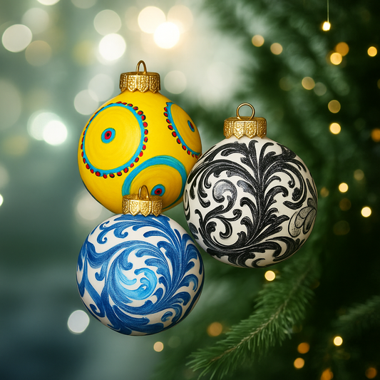 Set 3 globuri, ceramica siciliană, pictate manual