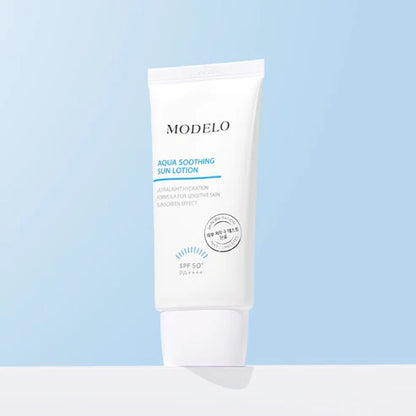 Loțiune Solară MODELO Aqua Soothing Sun Lotion SPF 50+ | Protecție Ultra-lejeră pentru Față