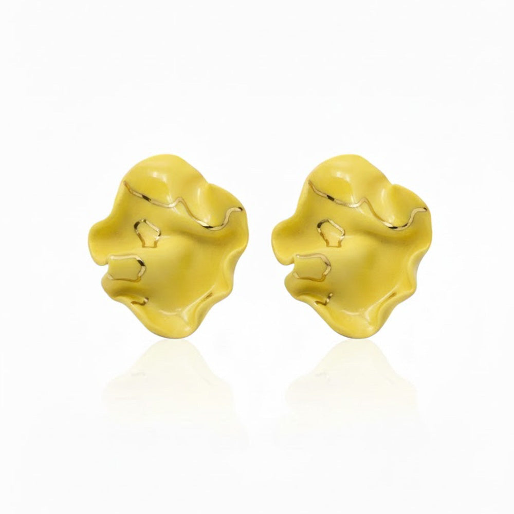 Cercei văluriți din Porțelan Realizați Manual - cu tijă și cheiță din Argint 925 placate cu Aur 24K.