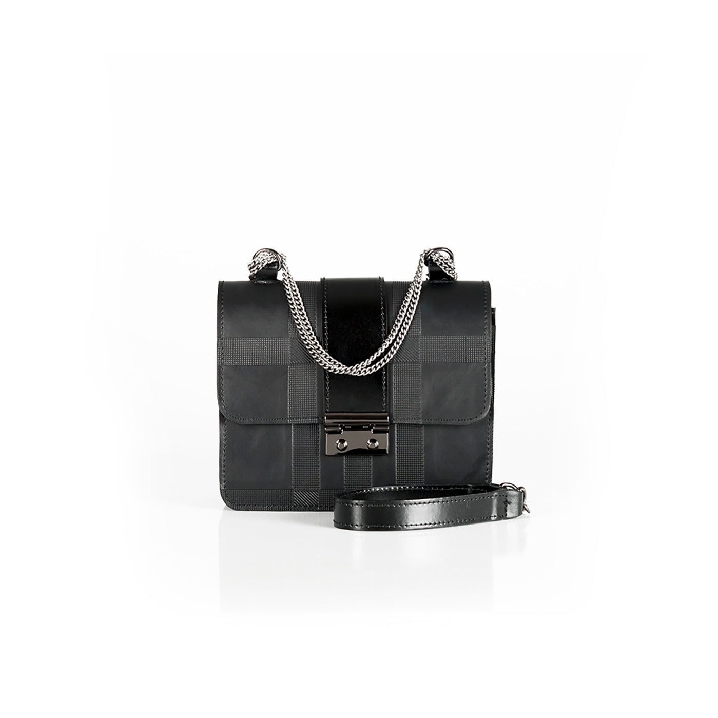 Geantă Divya Damă Piele naturală, negru