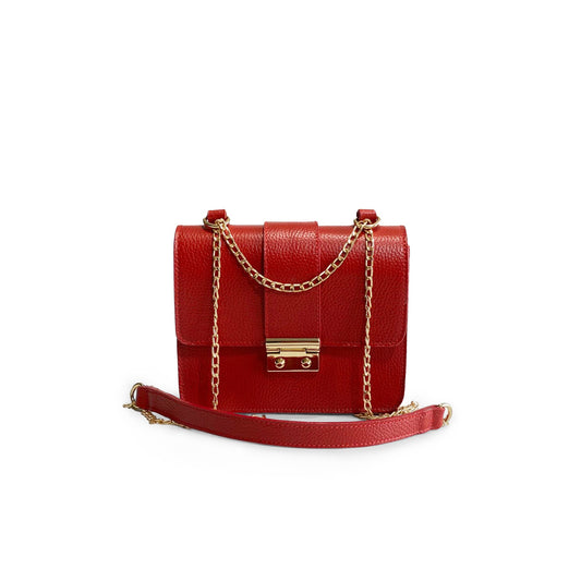 Geantă Divya Damă Piele naturală roșu