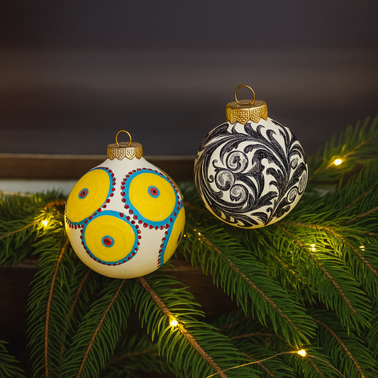 Set 2 globuri, ceramică siciliană, pictate manual