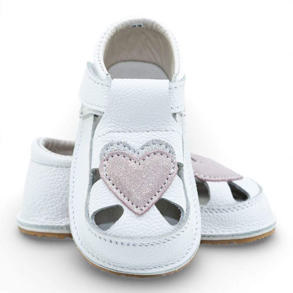 Sandale Barefoot din Piele Naturală, Alb Ivory