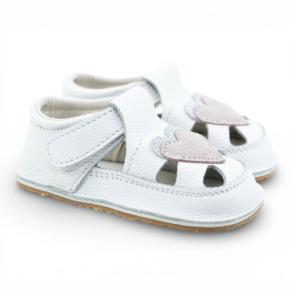 Sandale Barefoot din Piele Naturală, Alb Ivory