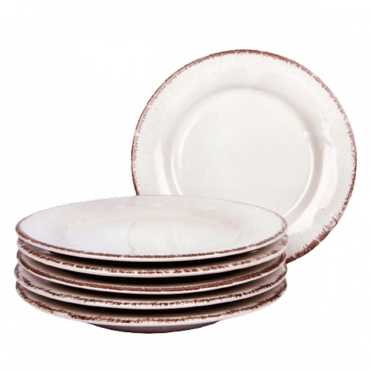Set Exclusiv de 6 Farfurii Artizanale, 22 cm, cu Glazură Curgătoare
