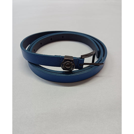 Curea de Damă din Piele Naturală Nanobelts - 1,5 cm, Albastru