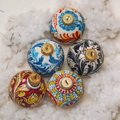 Set 5 globuri, ceramica siciliană, pictate manual