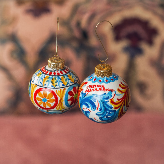 Set 2 globuri,  ceramică siciliană, pictate manual