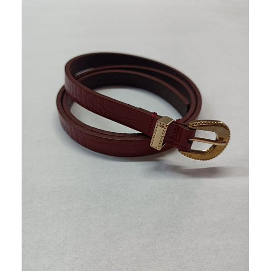 Curea de Damă din Piele Naturală Nanobelts - 1,5 cm, Bordo