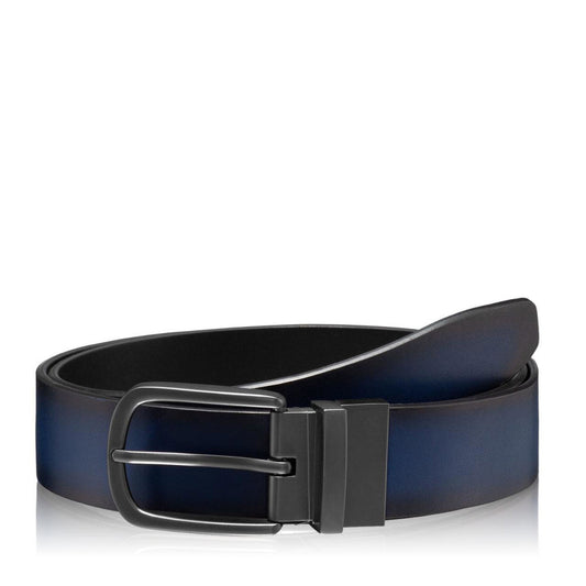 Curea CLK Reversibilă din Piele Naturală pentru Bărbați - Negru & Bleumarin