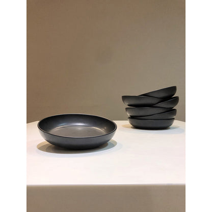Set 6 Boluri de Pasta Vulcano - 26 cm, Negru Mat Carbon, Veselă