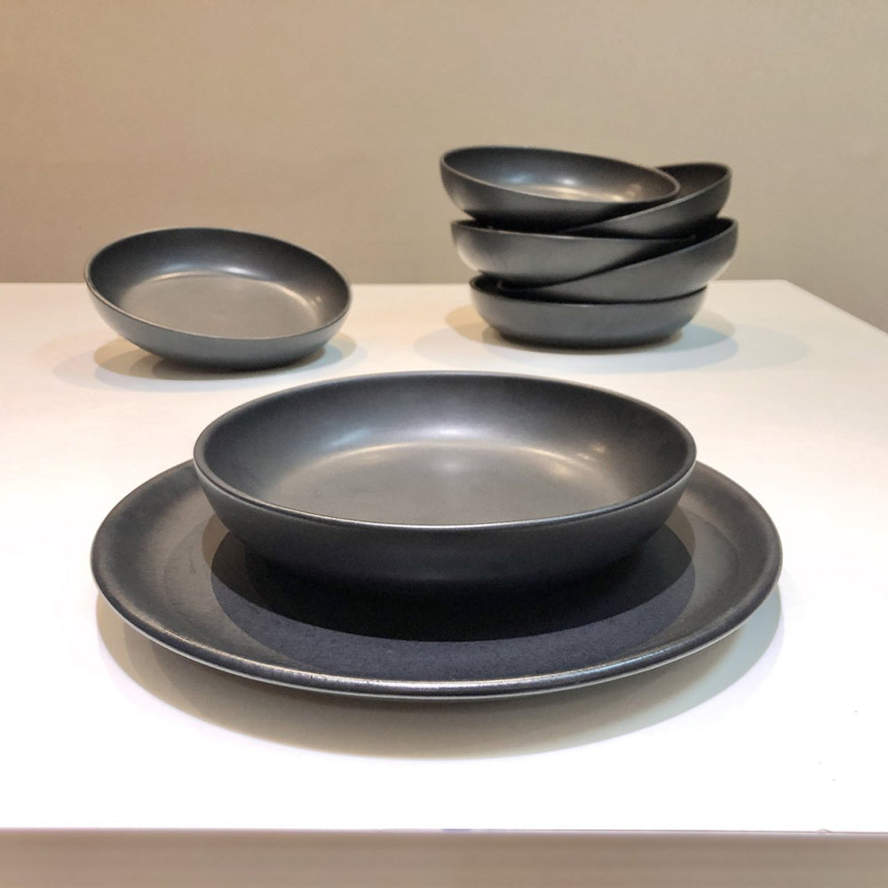 Set 6 Boluri de Pasta Vulcano - 26 cm, Negru Mat Carbon, Veselă