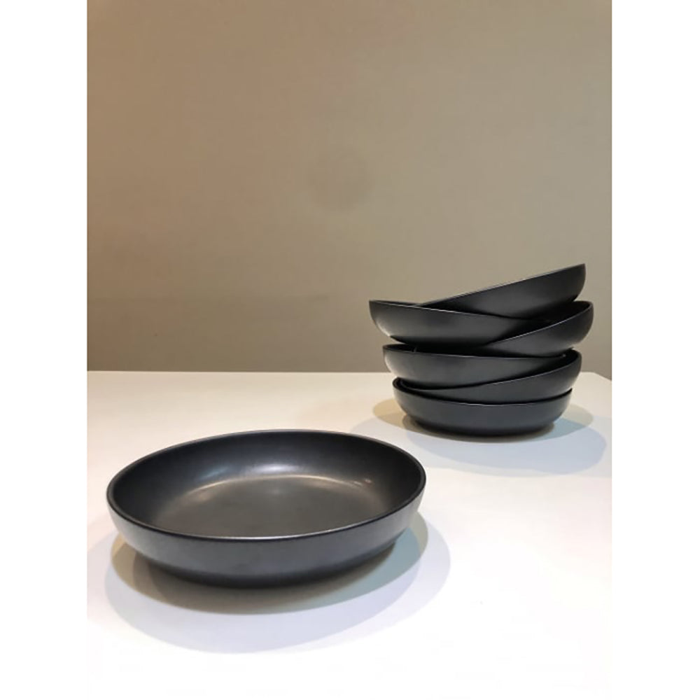 Set 6 Boluri de Pasta Vulcano - 26 cm, Negru Mat Carbon, Veselă