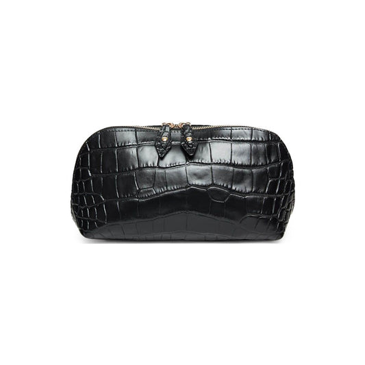 Geantă Portfard Tropez Damă - Piele Naturală Croco, Negru