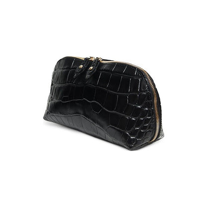 Geantă Portfard Tropez Damă - Piele Naturală Croco, Negru