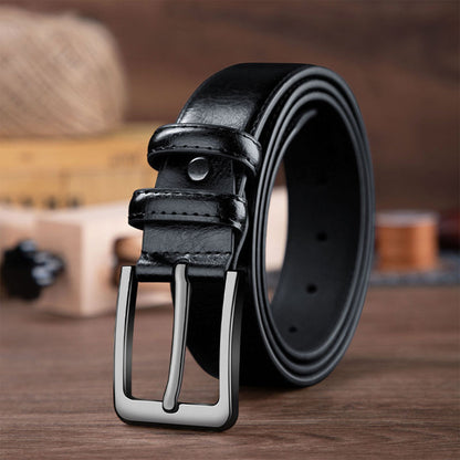 Curea Alpin Polo din Piele Naturală pentru Bărbați - Negru