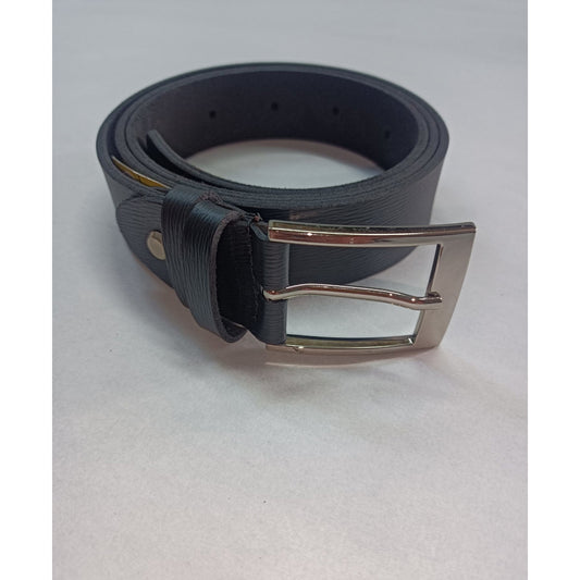 Curea Cleja Subțire din Piele Naturală pentru Bărbați - Negru, 3 cm