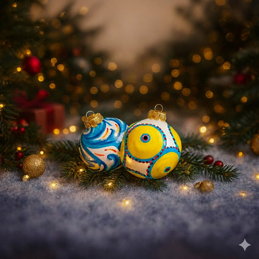 Set 2 globuri, ceramică siciliană, pictate manual