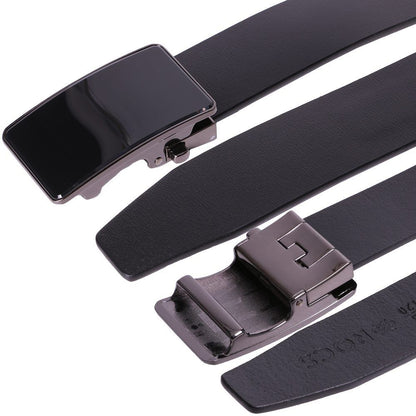 Curea Nanobelts din Piele Naturală pentru Bărbați - Maro, cu Cataramă Automată